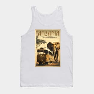 Tanzania Safari Vintage Travel Art Poster Tank Top